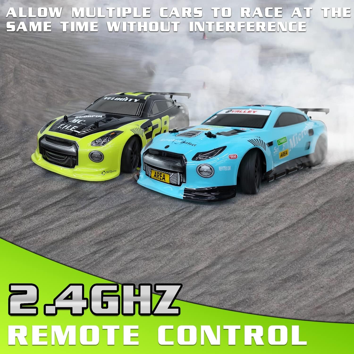 RACENT RC Drift Car - 1:14 Scale 4WD 15MPH Fasr Remote Control Toy with Drifting & Racing Tires, 2 Rechargeable Batteries, Gifts for Boys Kids Adults (Green)