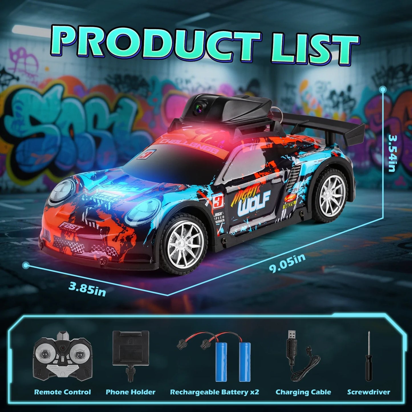 Remote Control Car for Boys, 2.4Ghz High Speed RC Car with HD Camera, with 2 Batteries for Kids Birthday Christmas Toys Gift 6-12 Years Old