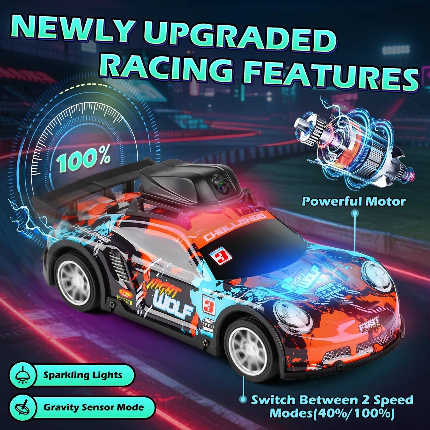 Remote Control Car for Boys, 2.4Ghz High Speed RC Car with HD Camera, with 2 Batteries for Kids Birthday Christmas Toys Gift 6-12 Years Old