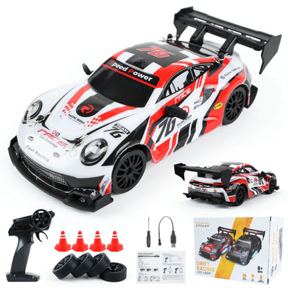 RC Drift Car 1/24 2.4Ghz 4WD High Speed Remote Control Cars Vehicle with LED Lights, 30KM/H RC Race Car Toys for Boys Kids Adults