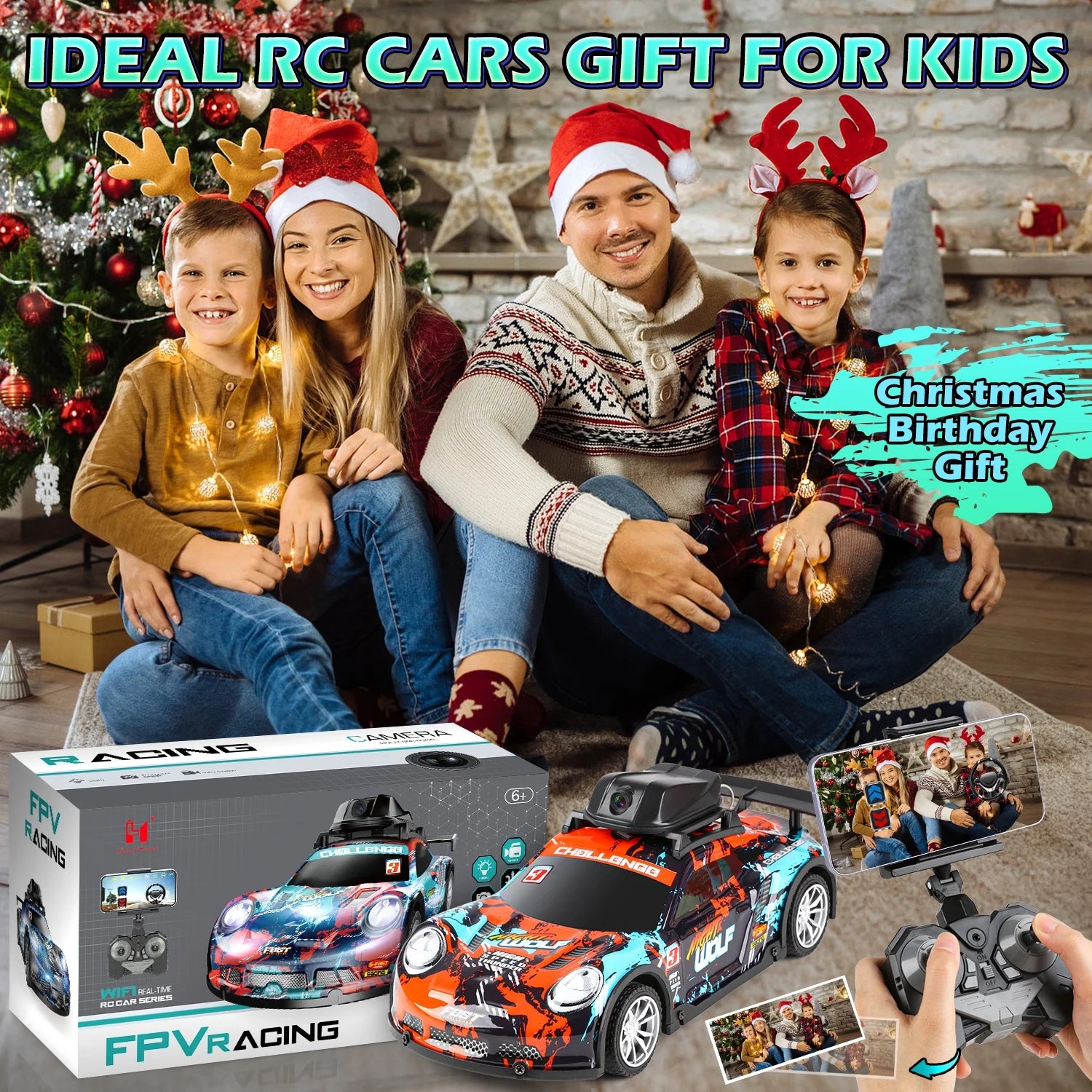Remote Control Car for Boys, 2.4Ghz High Speed RC Car with HD Camera, with 2 Batteries for Kids Birthday Christmas Toys Gift 6-12 Years Old