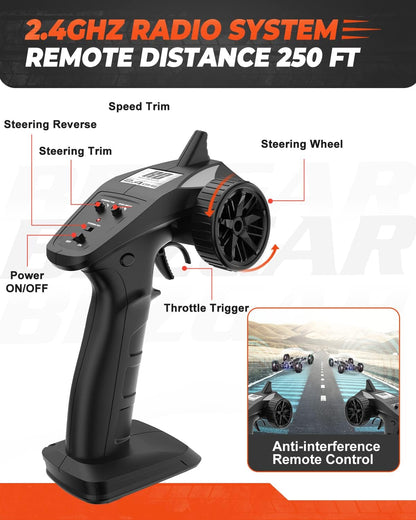 HM161 Hobby Grade 1:16 Scale Remote Control Truck, 4WD High Speed 40+ Kmh All Terrains Electric Toy off Road RC Vehicle Car Crawler with 2 Rechargeable Batteries for Boys Kids and Adults