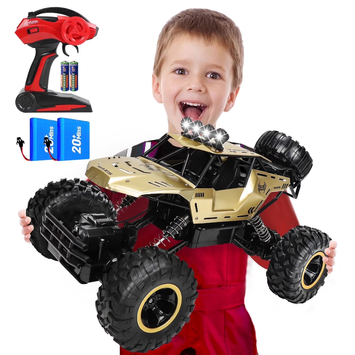 1:12 Large RC Cars, 4WD Large Remote Control Monster Truck 2.4 Ghz Alloy RC Cars for Kids Adults Aged 6 + Birthday Gifts (Gold)