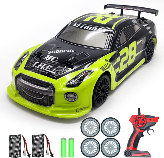 RACENT RC Drift Car - 1:14 Scale 4WD 15MPH Fasr Remote Control Toy with Drifting & Racing Tires, 2 Rechargeable Batteries, Gifts for Boys Kids Adults (Green)